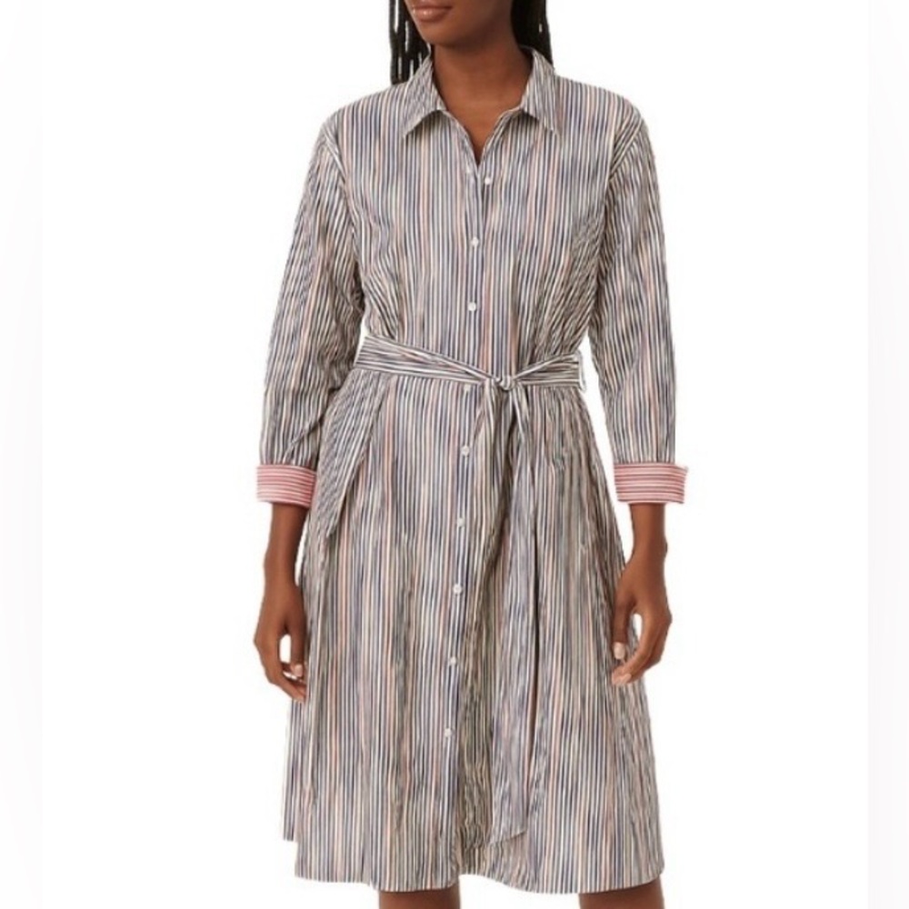 Brooks Brothers Striped Long Sleeve Tie Front‎ Shirt Dress